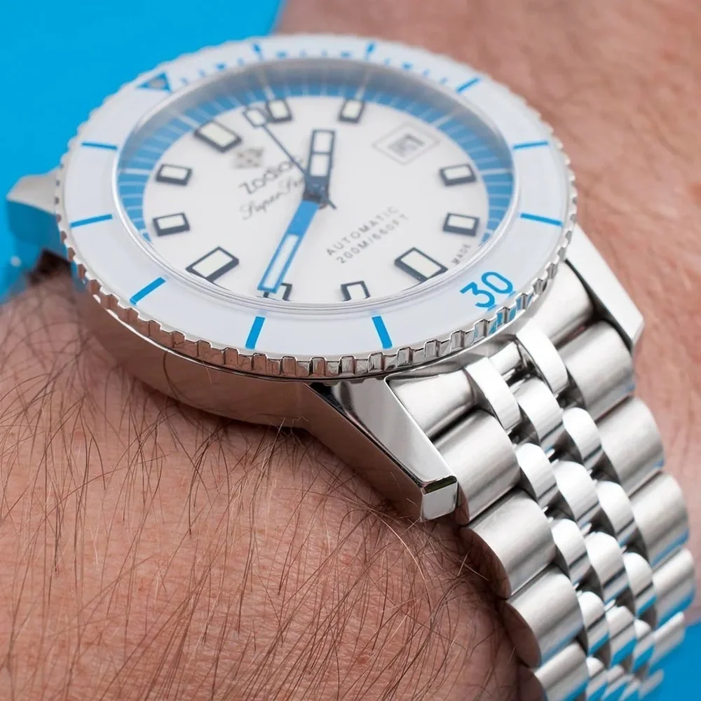 Rare Zodiac Sea Wolf Z09291 Super Sea Wolf Automatic Men's Watch - White & Blue